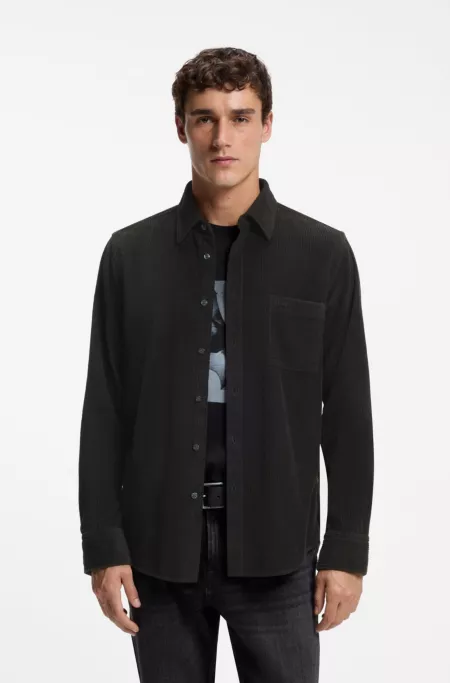 Regular-fit shirt in cotton corduroy