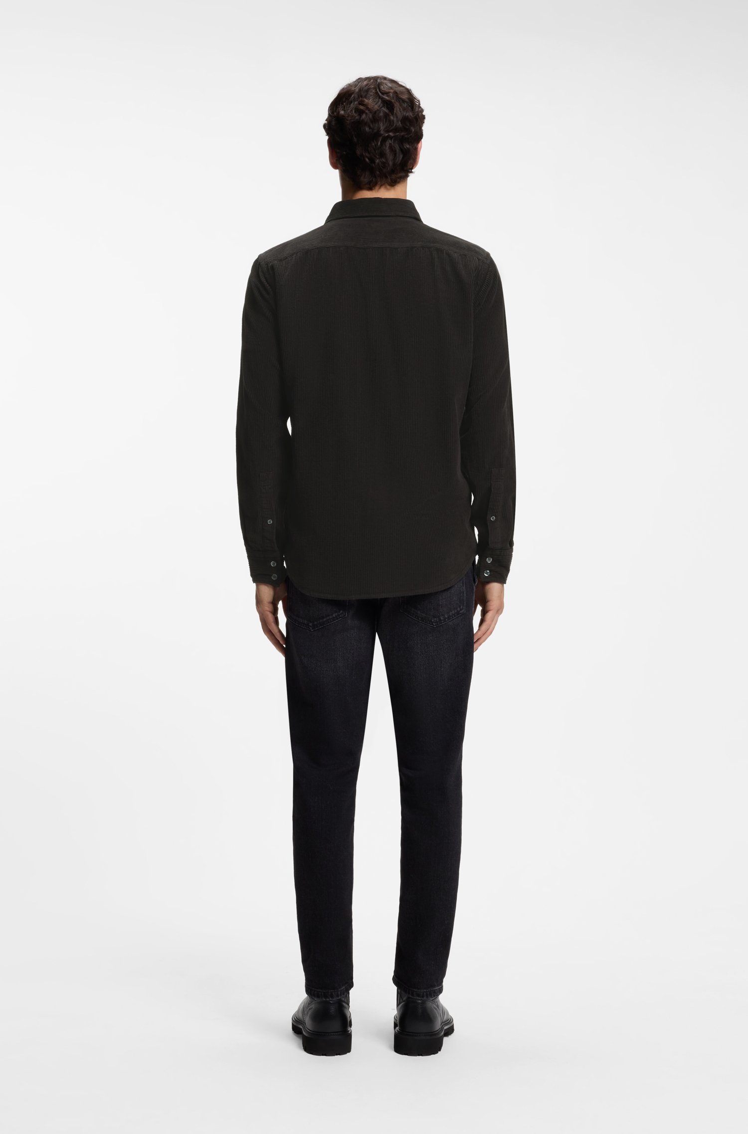Boss Regular-fit shirt in cotton corduroy skjortor & blusar herr – bild 3