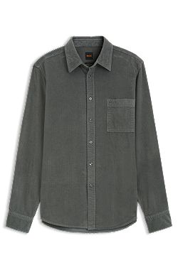Regular-fit shirt in cotton corduroy