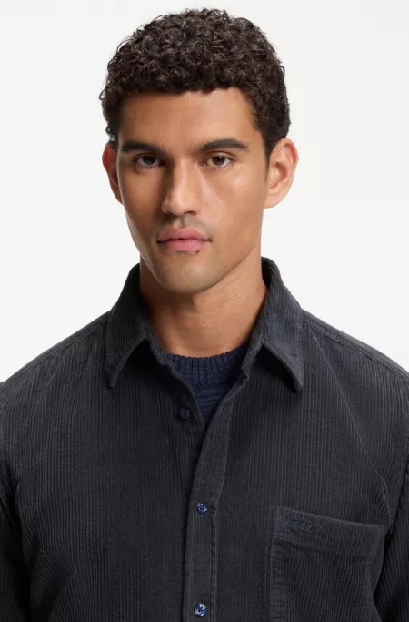 Regular-fit shirt in cotton corduroy
