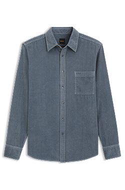 Regular-fit shirt in cotton corduroy