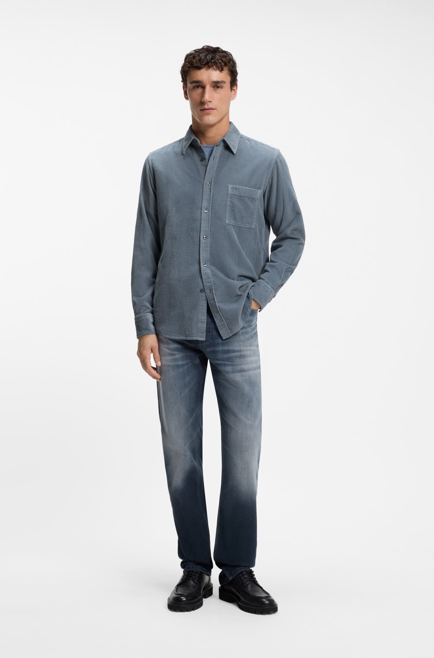 Boss Regular-fit shirt in cotton corduroy skjortor & blusar herr – bild 2