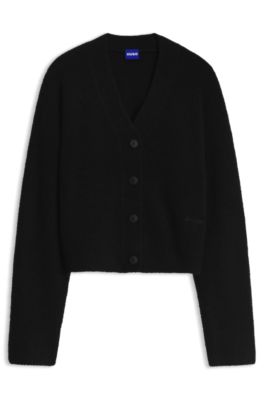 Oversized-fit cardigan with embroidered logo, Black