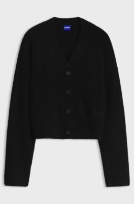 Oversized-fit cardigan with embroidered logo, Black