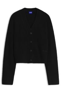 Oversized-fit cardigan with embroidered logo, Black