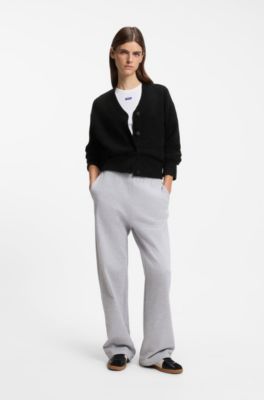 Oversized-fit cardigan with embroidered logo, Black