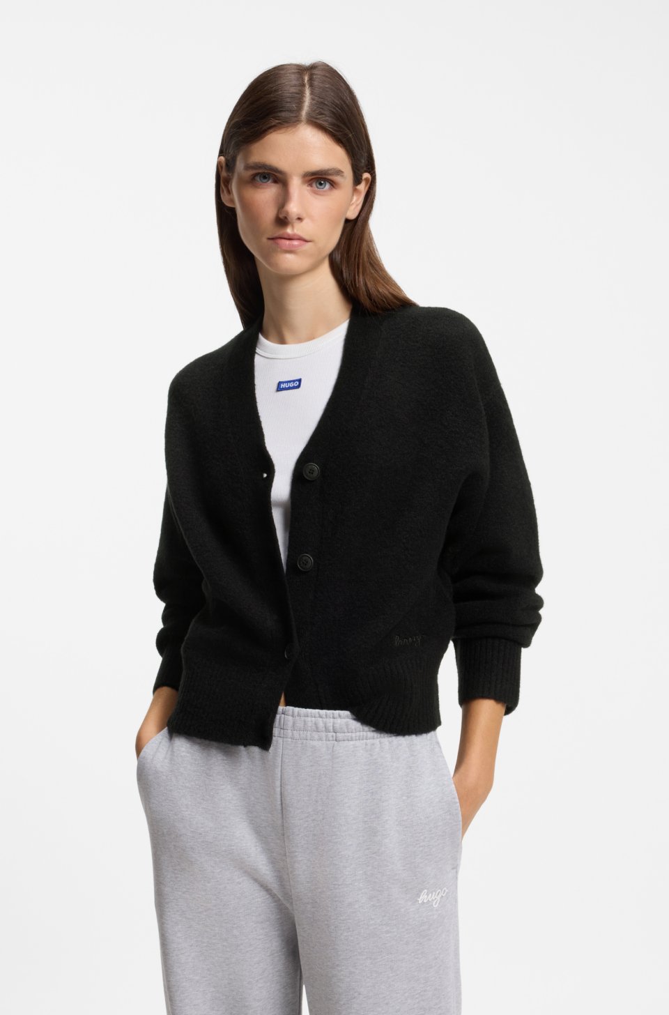 Oversized-fit cardigan with embroidered logo