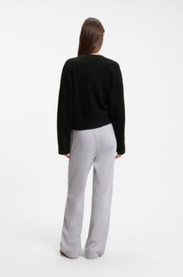 Oversized-fit cardigan with embroidered logo, Black