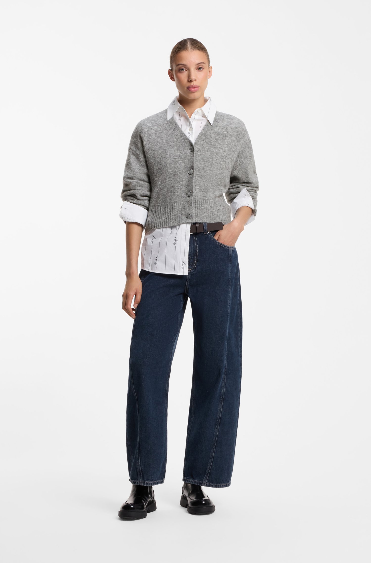 Hugo Oversized-fit cardigan with embroidered logo dam – bild 2