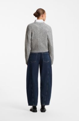 Oversized-fit cardigan with embroidered logo, Grey