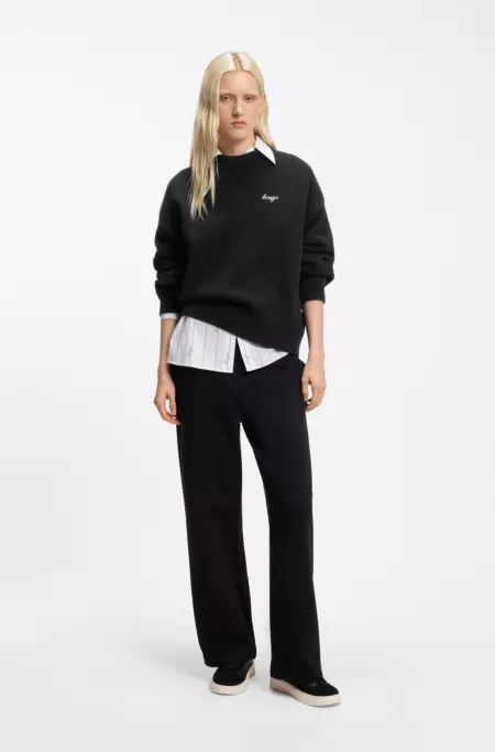Oversized-Fit Strickpullover mit Script-Logo