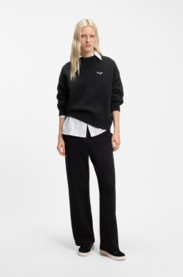 Hugo Oversized-fit knitted sweater with script logo stickade tröjor dam – bild 2