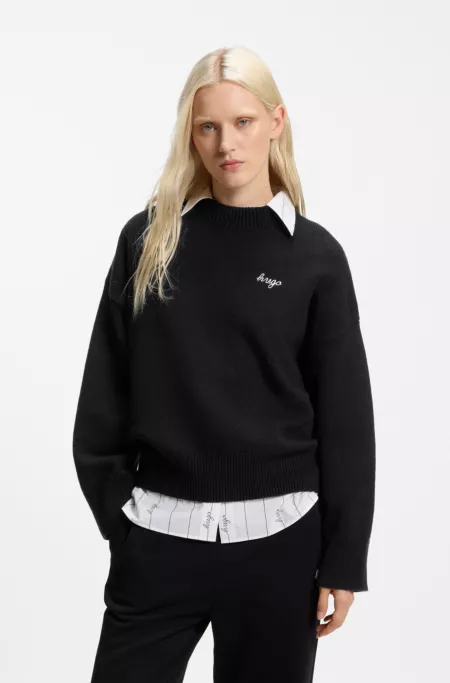 Oversized-Fit Strickpullover mit Script-Logo
