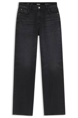 Boss Wide-leg jeans in black rigid denim dam – bild 4