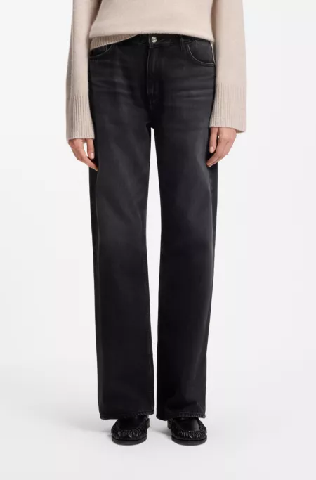 Jean large en denim rigide noir