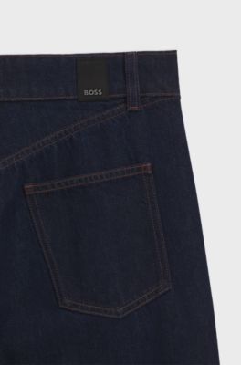 Wide-leg jeans in indigo denim, Dark Blue