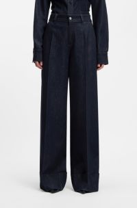 Wide-leg jeans in indigo denim, Dark Blue