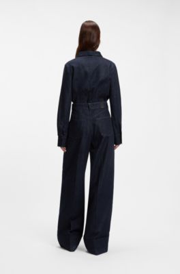 Wide-leg jeans in indigo denim, Dark Blue