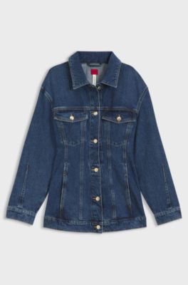 Slim-fit hourglass denim jacket in Japanese cotton, Blue