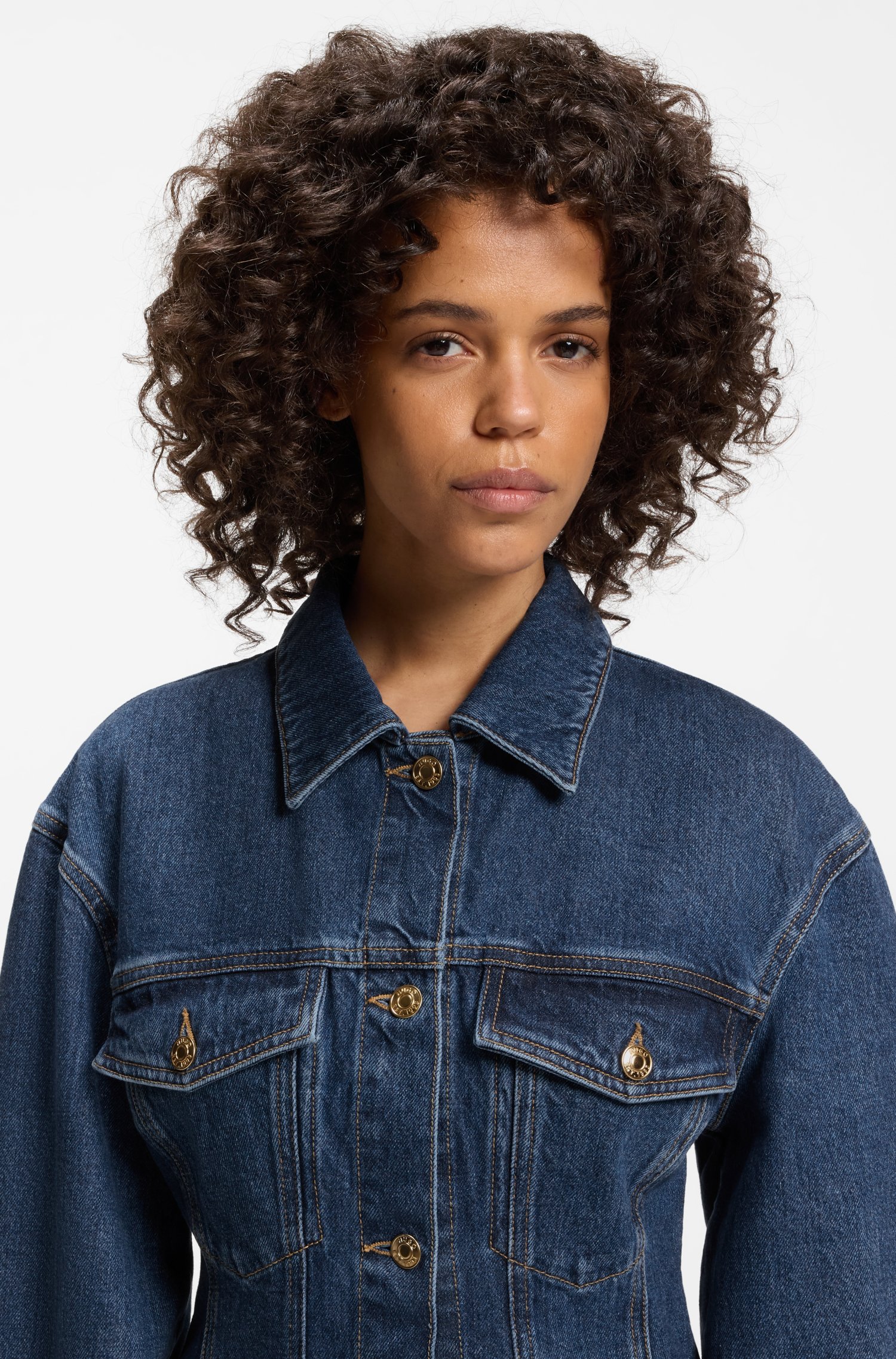 Hugo Slim-fit hourglass denim jacket in Japanese cotton jackor dam – bild 3