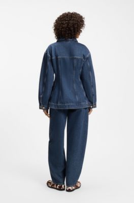 Slim-fit hourglass denim jacket in Japanese cotton, Blue
