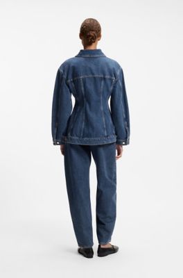 Slim-fit hourglass denim jacket in Japanese cotton, Blue