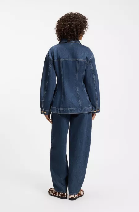 Slim-Fit Denim-Jacke mit Sanduhr-Silhouette aus japanischem Baumwoll-Denim