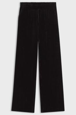 Relaxed-fit trousers in velvet, Black