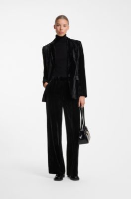 Relaxed-fit broek van fluweel, Zwart