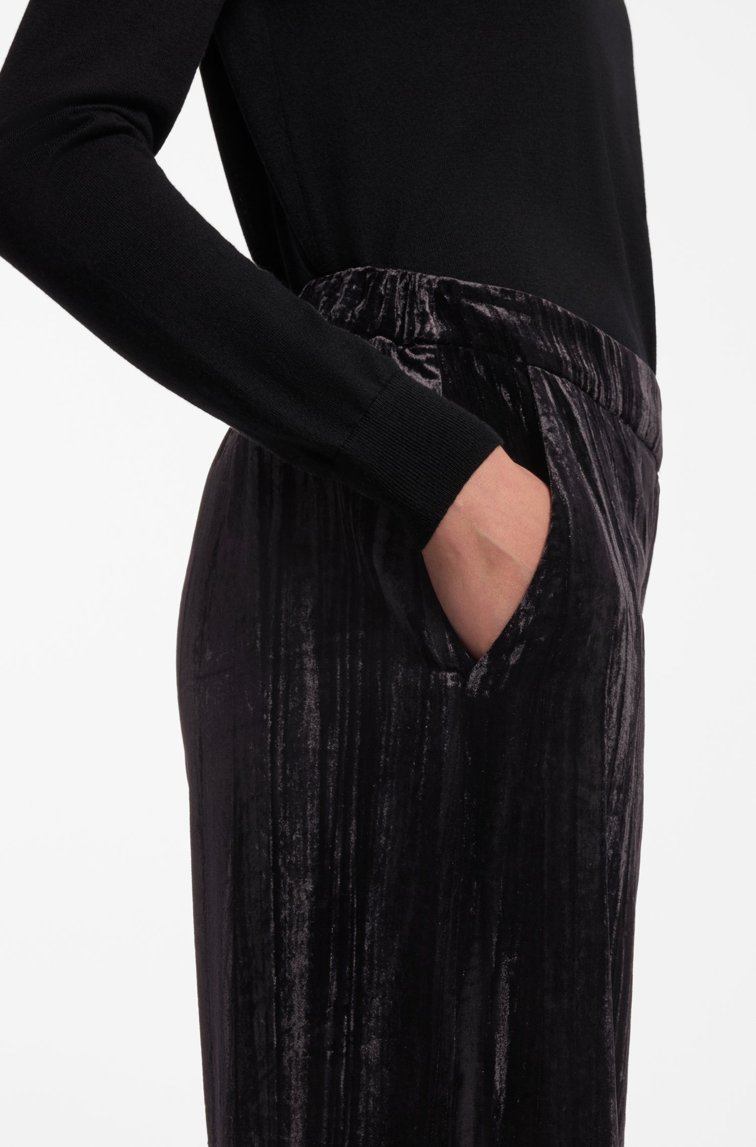 Hugo Relaxed-fit trousers in velvet byxor dam – bild 3