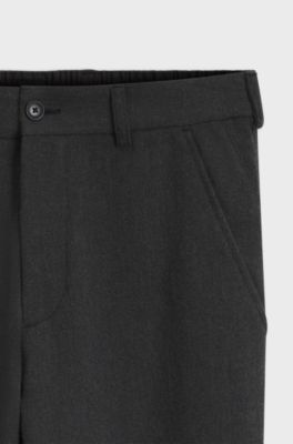 Pantaloni con fit affusolato in flanella, Grigio scuro