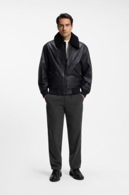 Tapered-fit trousers in flannel, Dark Grey