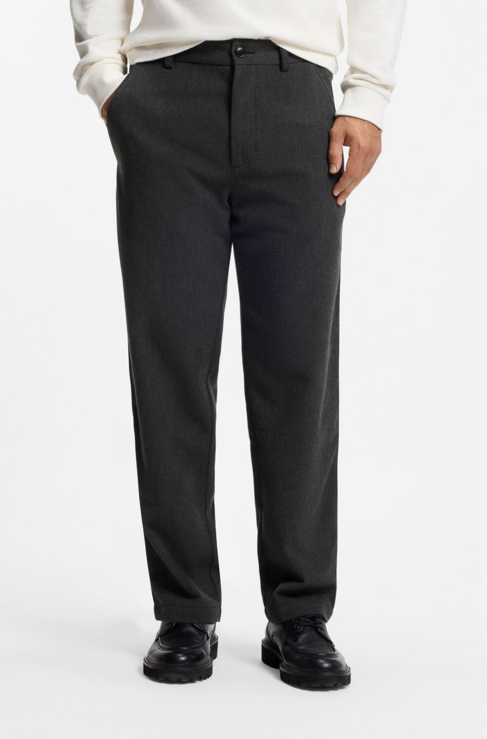 Tapered-fit trousers in flannel