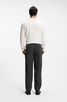 Tapered-fit trousers in flannel, Dark Grey