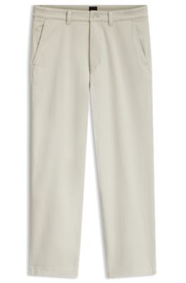 Tapered-fit trousers in stretch-cotton moleskin, Light Beige