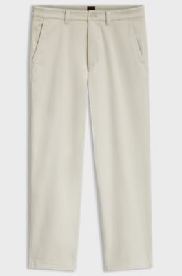 Tapered-fit trousers in stretch-cotton moleskin, Light Beige