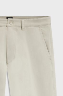 Tapered-fit trousers in stretch-cotton moleskin, Light Beige