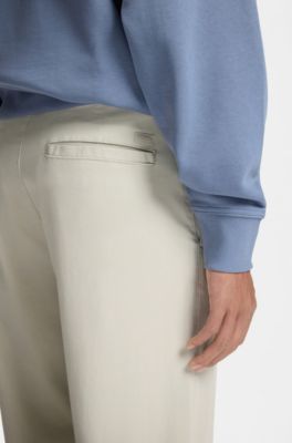 Tapered-fit trousers in stretch-cotton moleskin, Light Beige