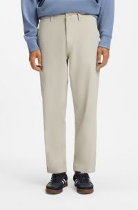 Tapered-fit trousers in stretch-cotton moleskin, Light Beige