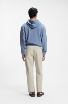 Tapered-fit trousers in stretch-cotton moleskin, Light Beige