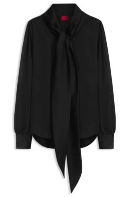 Hugo Regular-fit blouse in satin with burnout print blusar dam – bild 4