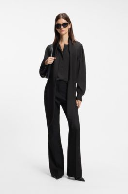 Chemisier Regular en satin, Noir