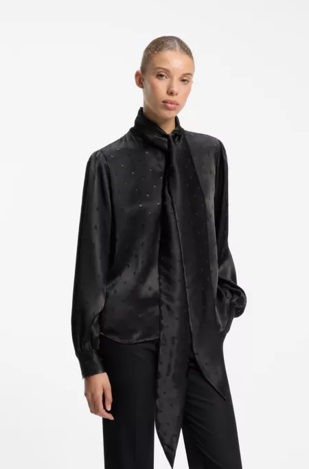Regular-fit blouse in satin with burnout print