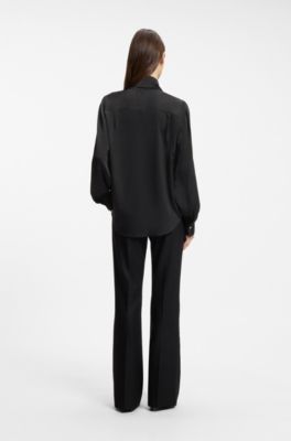 Chemisier Regular en satin, Noir