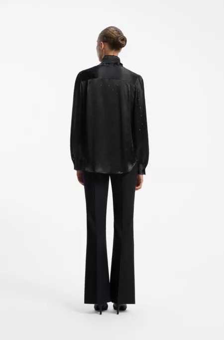 Regular-fit blouse in satin with burnout print