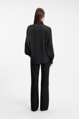 Hugo Regular-fit blouse in satin with burnout print blusar dam – bild 2