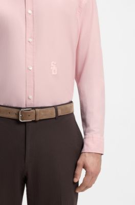 BOSS Selected by Shohei Ohtani shirt in Oxford cotton, light pink