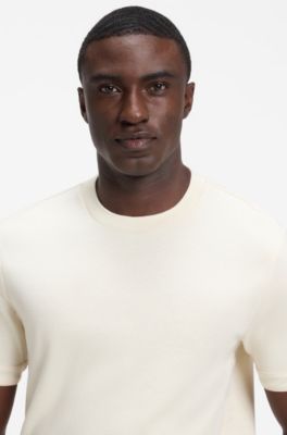 T-shirt i bomulds- og uldblanding, Naturlig
