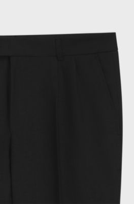 Tapered-fit trousers in linen, Black