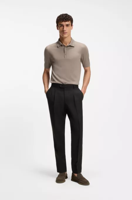 Tapered-fit trousers in linen